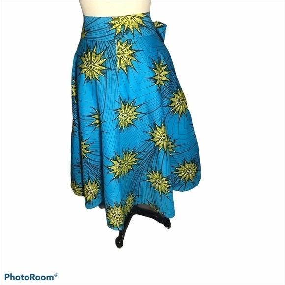 NEW African Print SKIRT Fully Lined w/ Side Pockets (SKU: 007) and Waist Tie - Picture 3 of 3